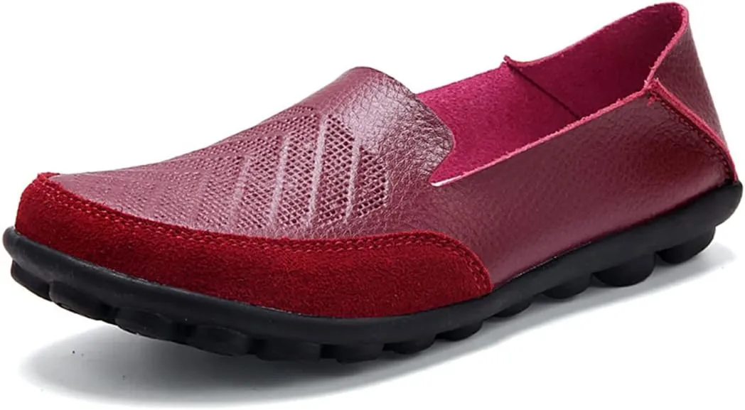 Women's Casual Round Toe Moccasins Comfortable Leather Breathable Slippers Arch Support Memory Foam Insoles Driving Outdoor Walking Nurse Breathable Driving Fashion Moccasins