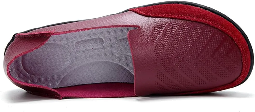 Women's Casual Round Toe Moccasins Comfortable Leather Breathable Slippers Arch Support Memory Foam Insoles Driving Outdoor Walking Nurse Breathable Driving Fashion Moccasins