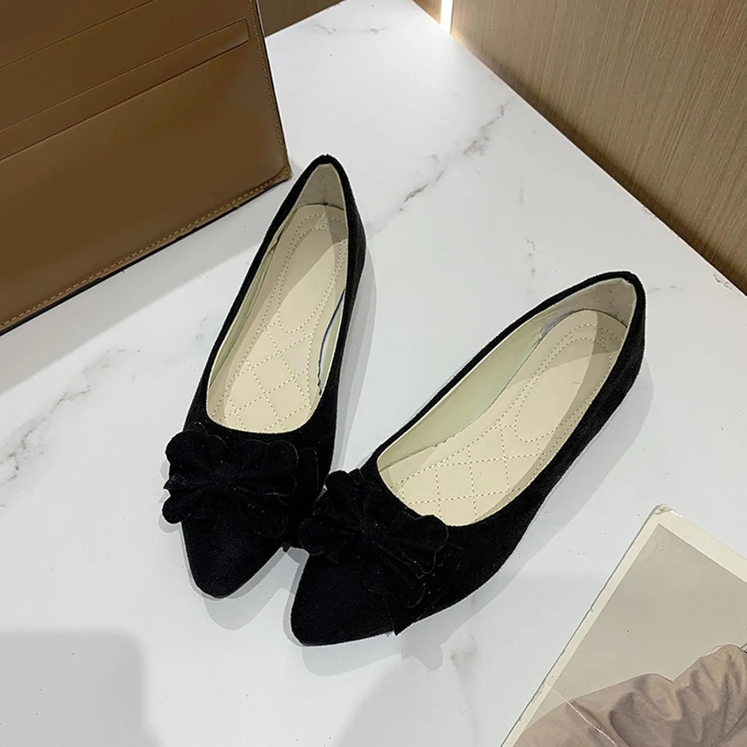 Women's Casual Slip On Ballet Comfortable Low Heel Dress Shoes for Everyday Wear with Versatile Outfit Pairing