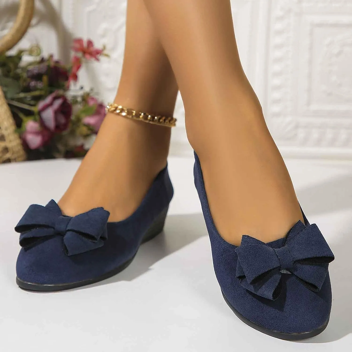 Women's Casual Slip On Shoes Wedge Heel Comfortable Everyday Wear Versatile Footwear for Work Dates Leisure Stylish
