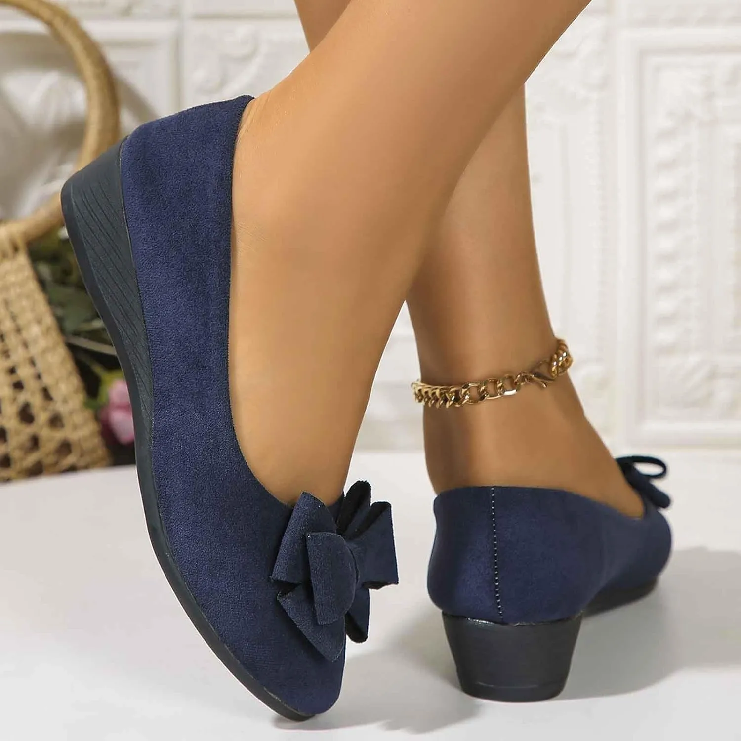 Women's Casual Slip On Shoes Wedge Heel Comfortable Everyday Wear Versatile Footwear for Work Dates Leisure Stylish