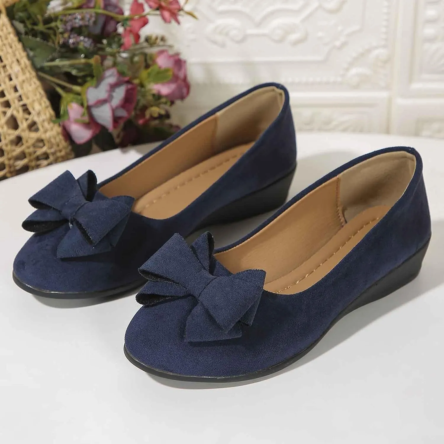 Women's Casual Slip On Shoes Wedge Heel Comfortable Everyday Wear Versatile Footwear for Work Dates Leisure Stylish