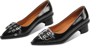 Women's Chunky Low Block Heels Mary Jane Closed Toe Work Pumps, Comfortable Pointed Toe Dress Wedding Shoes,Women's Loafers Leather Penny Loafers Fashion Low Heel Dressy Shoes