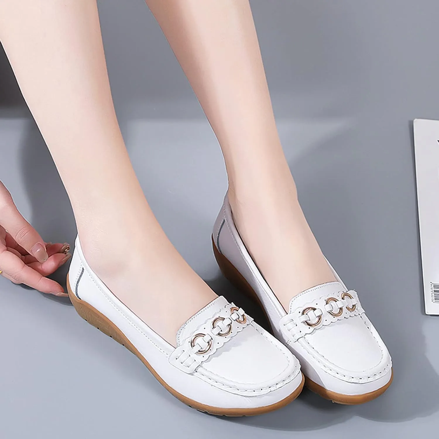 Womens Flats Comfortable Dressy Loafers Lightweight Walking Flat Slip On Work Shoes Round Toe Flats Loafers