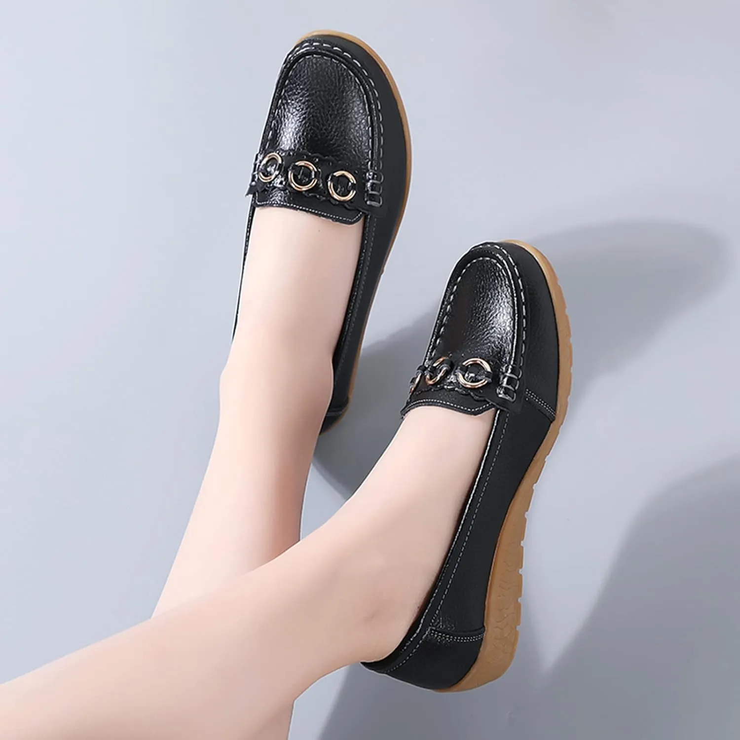 Womens Flats Comfortable Dressy Loafers Lightweight Walking Flat Slip On Work Shoes Round Toe Flats Loafers