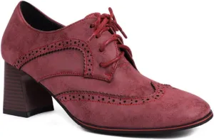 Women's Lace-Up Perforated Oxfords Classic Square Toe Mid Chunky Block Heels Vintage Brogues Comfortable Non-Slip Wingtip Derby Saddle Pumps Shoes