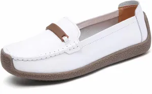 Women's Leather Loafers, Waterproof Slip-On Non-Slip Breathable Nurse Shoes for Women's, Lightweight Walking Wedge Sneaker, for Medical Care, Hospital, Driving Work