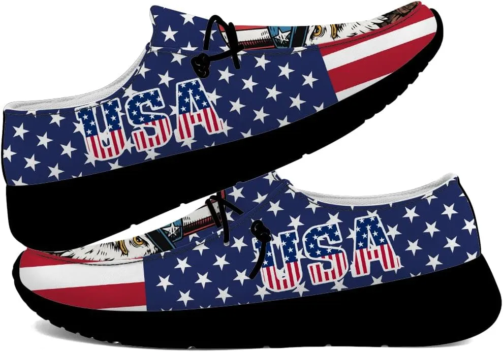 Women's Men's Loafers Slip-on Shoes Flag Eagle Shoes Gifts for Women Men