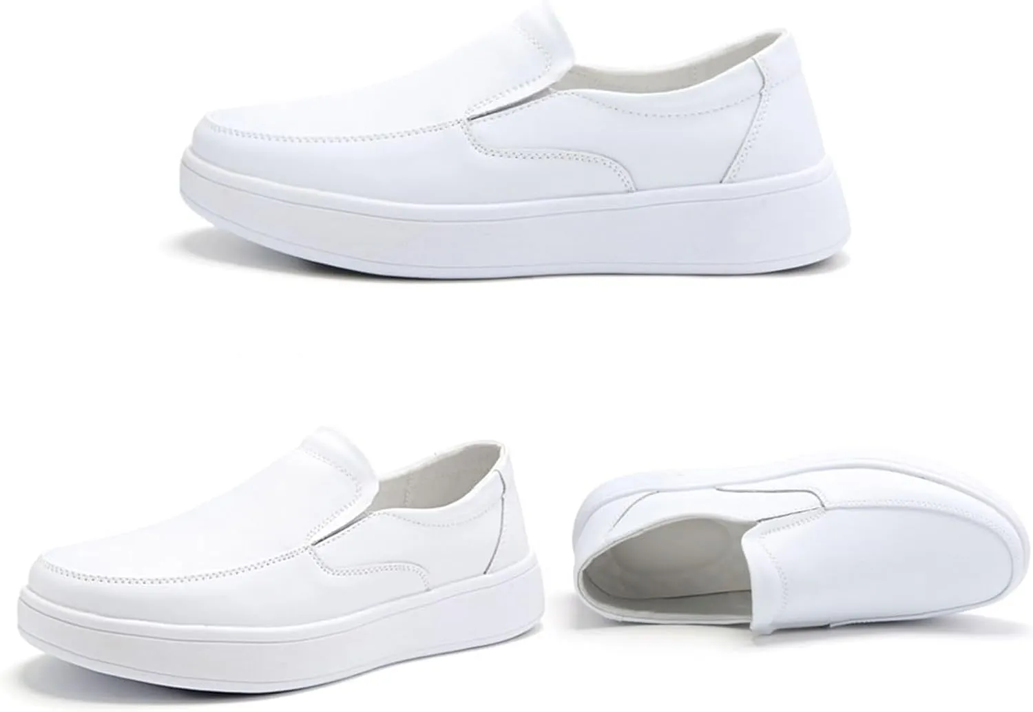 Womens Moccasins, Comfortable Slip-On Non-Slip Breathable Leather Nurse Shoe, Air Cushion Orthopedic Loafers Work Shoes, for Doctors, Healthcare Providers