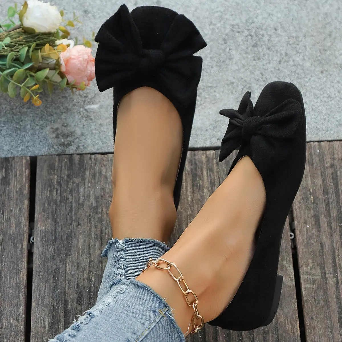 Women's Moccasins Cute Fashion Bow Decorated Low Top Round Toe Shoes Orthopedic Sandals, Cute Casual Comfortable Lightweight Slip on Shoes, Female Solid All-Match Loafers for Daily Wear, Travel, Gifts