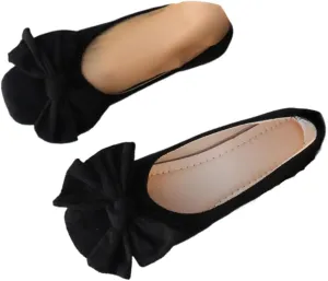 Women's Moccasins Cute Fashion Bow Decorated Low Top Round Toe Shoes Orthopedic Sandals, Cute Casual Comfortable Lightweight Slip on Shoes, Female Solid All-Match Loafers for Daily Wear, Travel, Gifts