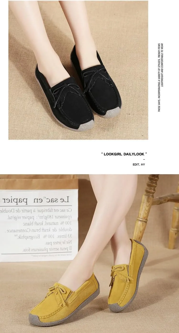 Women's Moccasins Cute Fashion Bow Decorated Low Top Round Toe Shoes Orthopedic Sandals, Cute Casual Comfortable Lightweight Slip on Shoes, Female Solid All-Match Loafers for Daily Wear, Travel