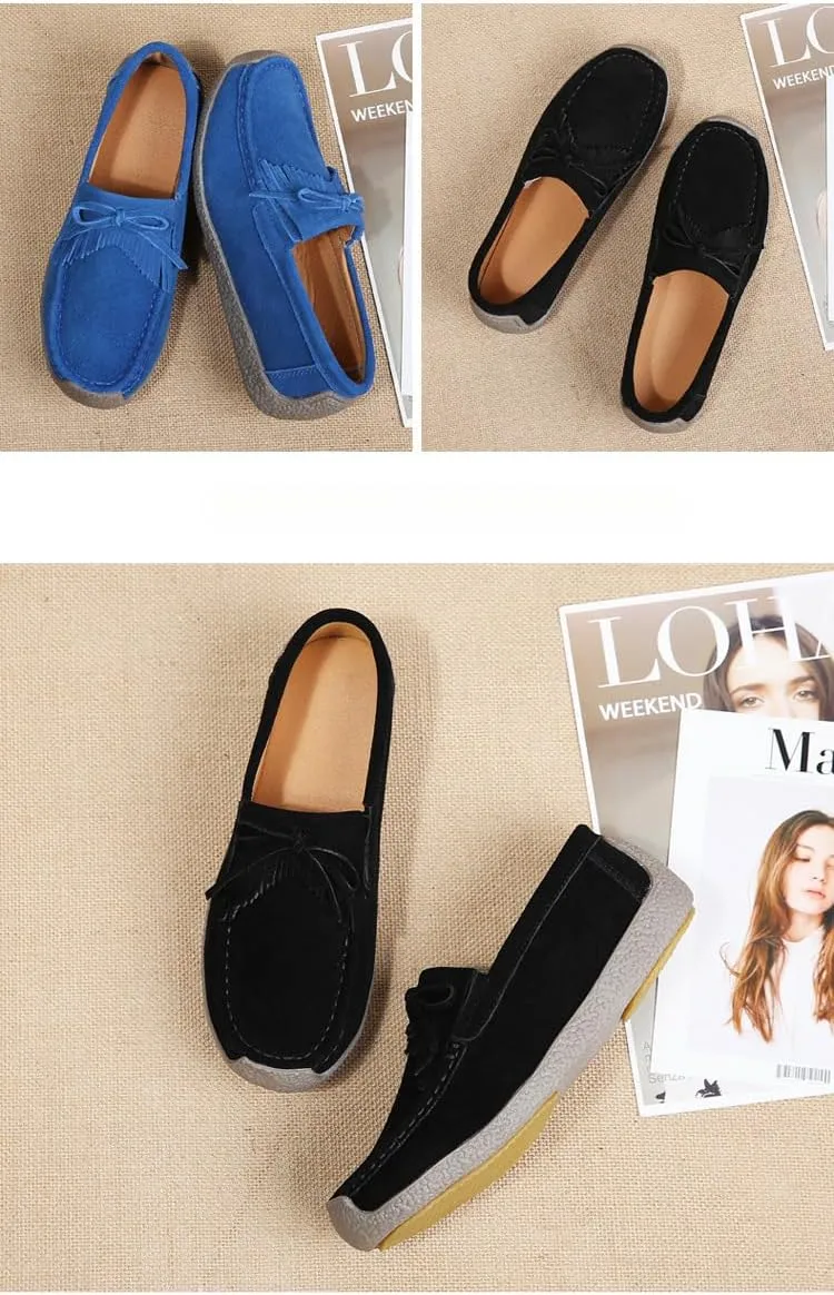 Women's Moccasins Cute Fashion Bow Decorated Low Top Round Toe Shoes Orthopedic Sandals, Cute Casual Comfortable Lightweight Slip on Shoes, Female Solid All-Match Loafers for Daily Wear, Travel