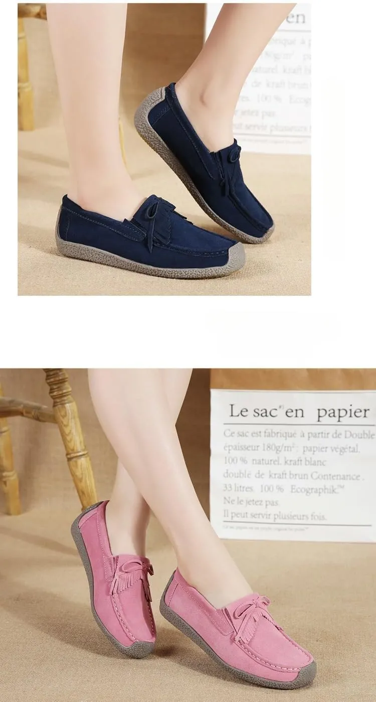 Women's Moccasins Cute Fashion Bow Decorated Low Top Round Toe Shoes Orthopedic Sandals, Cute Casual Comfortable Lightweight Slip on Shoes, Female Solid All-Match Loafers for Daily Wear, Travel