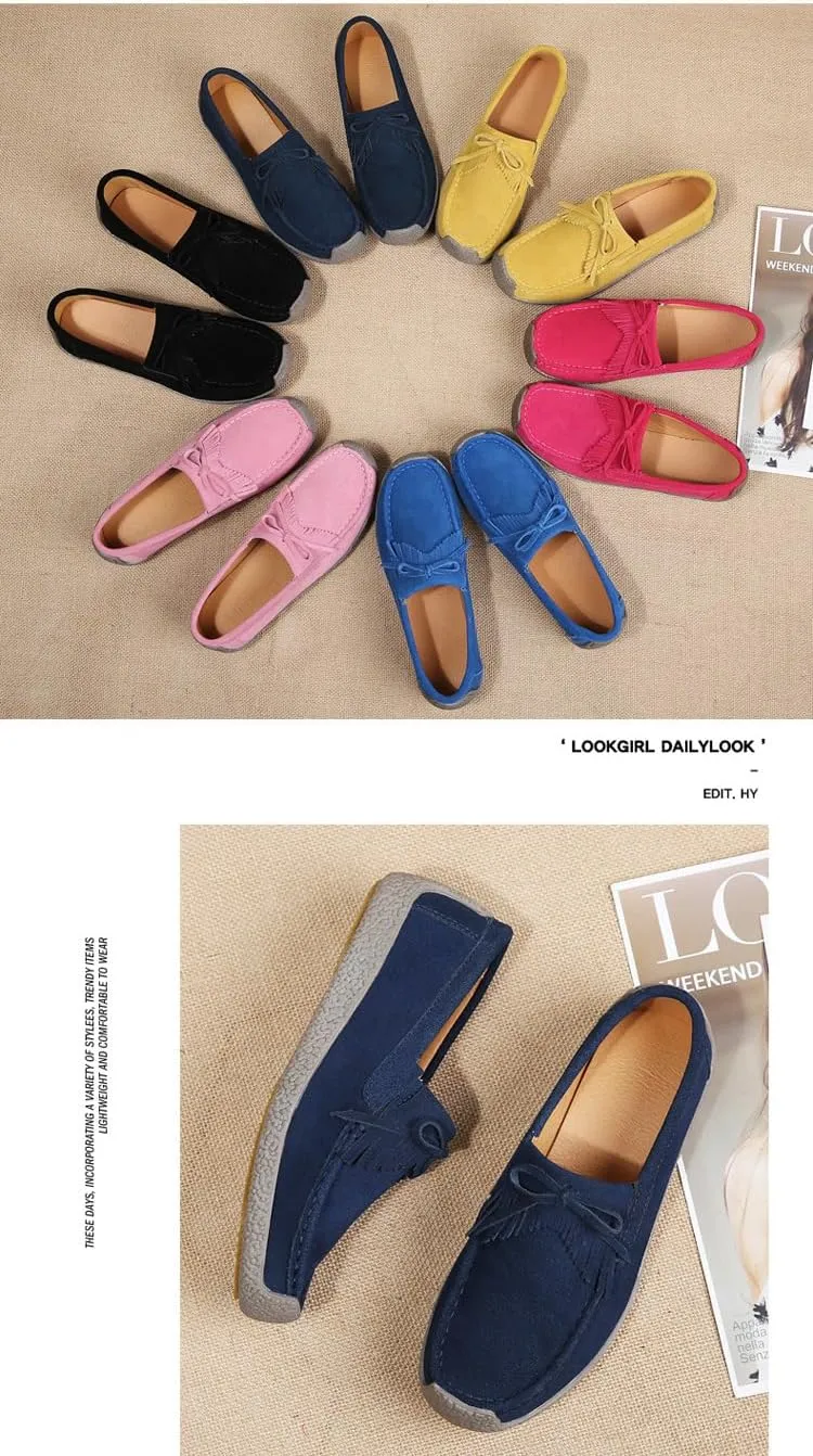 Women's Moccasins Cute Fashion Bow Decorated Low Top Round Toe Shoes Orthopedic Sandals, Cute Casual Comfortable Lightweight Slip on Shoes, Female Solid All-Match Loafers for Daily Wear, Travel