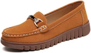Women's Moccasins Cute Low Top Fashion Chain Decorated Round Toe Shoes Orthopedic Sandals, Cute Casual Comfortable Lightweight Slip on Shoes, Female Solid All-Match Loafers for Daily Wear Beach Travel