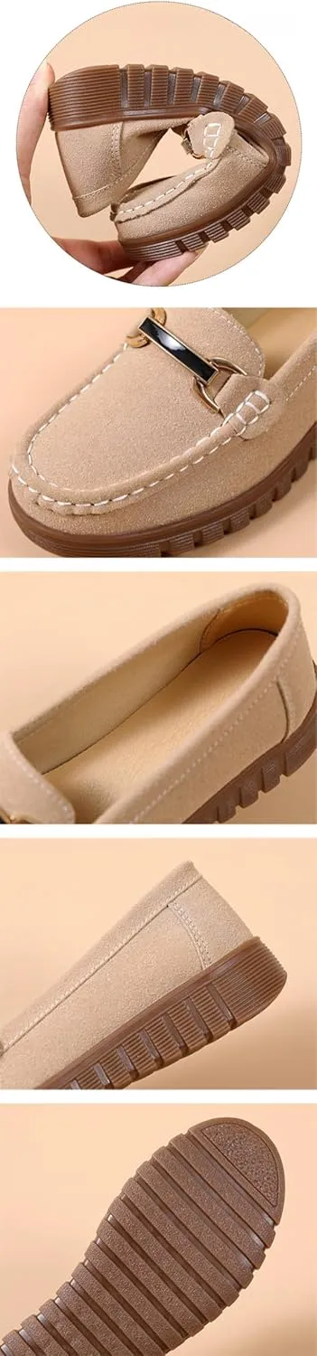 Women's Moccasins Cute Low Top Fashion Chain Decorated Round Toe Shoes Orthopedic Sandals, Cute Casual Comfortable Lightweight Slip on Shoes, Female Solid All-Match Loafers for Daily Wear Beach Travel