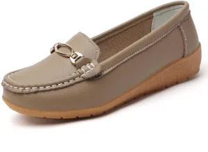 Women's Moccasins Fashion Chain Decorated Low Top Round Toe Shoes Orthopedic Sandals, Cute Casual Comfortable Lightweight Slip on Shoes, Female Solid All-Match Loafers for Daily Wear, Birthday Gifts