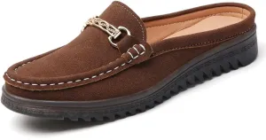 Women's Moccasins Fashion Chain Decorated Low Top Round Toe Shoes Orthopedic Sandals, Cute Casual Comfy Lightweight Slip on Shoes, Minimalist Streetwear, Female All-Match Loafers for Daily Wear