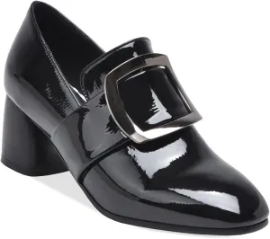 Womens Slip On Loafer Pumps Chunky Heels Stylish Square Buckle Comfort Casual Dress Oxford Shoes